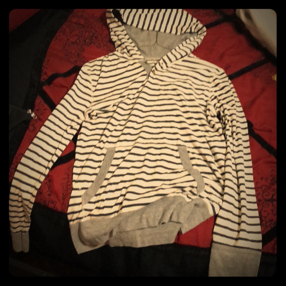 Black and white striped hoodie American eagle